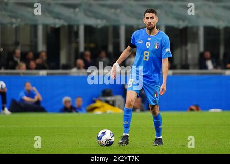 Milan, Italy. 23rd Sep, 2022. Jorginho (Italy) during the football UEFA Nations League match Italy vs England on September 23, 2022 at the San Siro stadium in Milan, Italy (Photo by Luca Rossini/LiveMedia) Credit: Sipa US/Alamy Live News