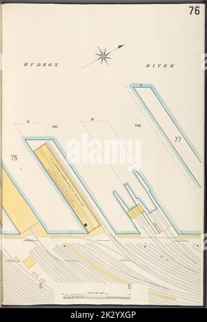 Cartographic, Maps. 1907. Lionel Pincus and Princess Firyal Map Division. Fire insurance , New York (State), Real property , New York (State), Cities & towns , New York (State) Manhattan, V. 6, Plate No. 76 Map bounded by Hudson River Stock Photo