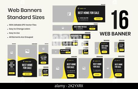 Real Estate Home Sale Social Media Post Template, editable vector post template, Google ads banner. Stock Vector