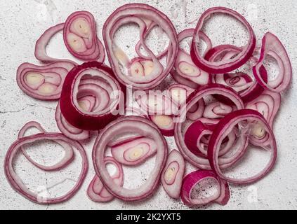 sliced red onion arrangement Stock Photo