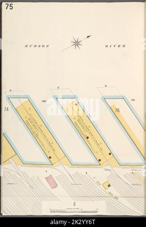 Cartographic, Maps. 1907. Lionel Pincus and Princess Firyal Map Division. Fire insurance , New York (State), Real property , New York (State), Cities & towns , New York (State) Manhattan, V. 6, Plate No. 75 Map bounded by Hudson River Stock Photo