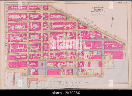 Cartographic, Maps. 1893. Lionel Pincus and Princess Firyal Map Division. New York (N.Y.) Plate 11 Map bounded by Grand St., East River, Clinton St., Division St. Stock Photo