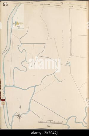 Cartographic, Maps. 1905 - 1908. Lionel Pincus and Princess Firyal Map Division. New York (N.Y.) Bronx, V. A, Plate No. 55 Map bounded by Westchester Ave., Bronx River. Stock Photo