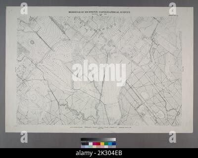 Cartographic, Maps, Topographic maps. 1906 - 1913. Lionel Pincus and Princess Firyal Map Division. Staten Island (New York, N.Y.) Sheet No. 71. Includes Oakwood, Old Mill Road and Southside Boulevard. Borough of Richmond, Topographical Survey. Stock Photo