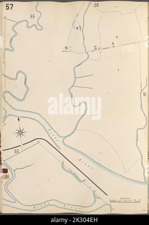 Cartographic, Maps. 1905 - 1908. Lionel Pincus and Princess Firyal Map Division. New York (N.Y.) Bronx, V. A, Plate No. 57 Map bounded by Bronx River. Stock Photo