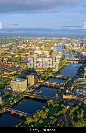 Aerial view of the River Clyde and Glasgow City Stock Photo