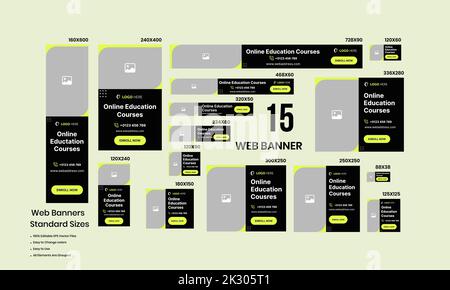 Online education courses' banner concept: a modern, colorful isometric web banner. e-Learning concept web banner with text place. can be used for web banners, Stock Vector