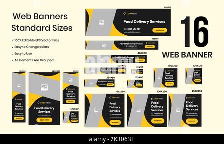 Food Delivery Services Web Bundle Social Media Post Banner Vector Design Stock Vector