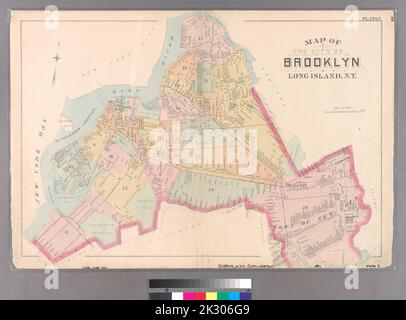 Cartographic, Maps. 1891. Lionel Pincus and Princess Firyal Map Division. Queens County (N.Y.) Plate 2: Map of the City of Brooklyn, Long Island, N.Y. Stock Photo