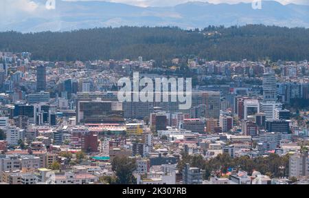 Quito, Pichincha / Ecuador - September 23 2022: Aerial view of the new Government Financial Platform located on the Rio Amazonas avenue north of the c Stock Photo
