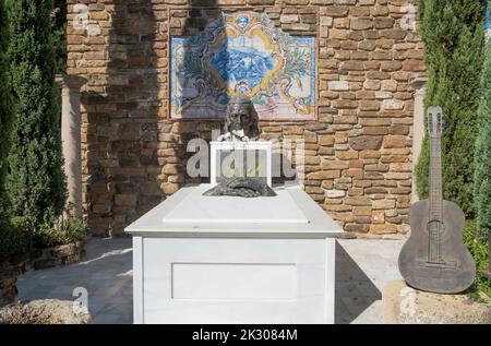 The tomb of Paco De Lucia, the Spanish virtuoso flamenco guitarist, composer and record producer, at the old cemetery in Algeciras, Spain. Stock Photo