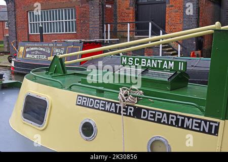 The MSC Bantam II, MSCC Bridgewater Canal maintenance department boat, Built by E.C. Jones & Son, Brentford  Lighterage tug formerly operated by MSCC Stock Photo