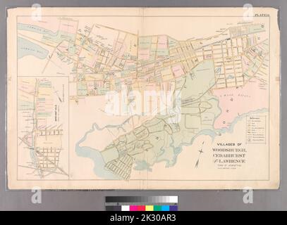 Cartographic, Maps. 1891. Lionel Pincus and Princess Firyal Map Division. Queens County (N.Y.) Plate 14: Villages of Woodsburgh, Cedarhurst and Lawrence, Town of Hempstead. Stock Photo