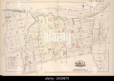 Cartographic, Maps. 1880. Lionel Pincus and Princess Firyal Map Division. Brooklyn (New York, N.Y.), Real property , New York (State) , New York Vol. 6. Plate, E. Map bound by Whale Creek Canal, Humboldt St., Norman Ave., Russell St., Van Cott Ave., N.Henry St., Van Pelt Ave., Lorimer St., Leonard St., Meserole Ave., Manhattan Ave., Calyer St., Oakland St., Green Point Ave.; Including Moultrie St., Jewell St., Diamond St., Newell St., Graham Ave., Eckford St., Orchard St., Nassau St., Broome St. Stock Photo