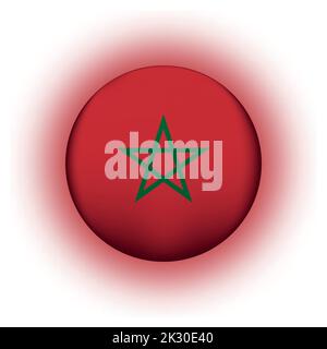 Glass light ball with flag of Morocco. Round sphere, template icon. Moroccan national symbol. Glossy realistic ball, 3D abstract vector illustration Stock Vector