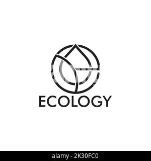 letter e ecology leaf water shape circle logo vector Stock Vector