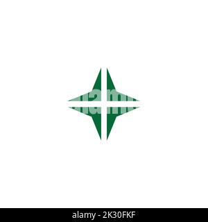 plus medical green arrow simple geometric logo vector Stock Vector