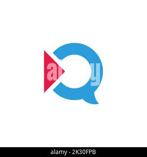 letter qc circle triangle colorful logo vector Stock Vector