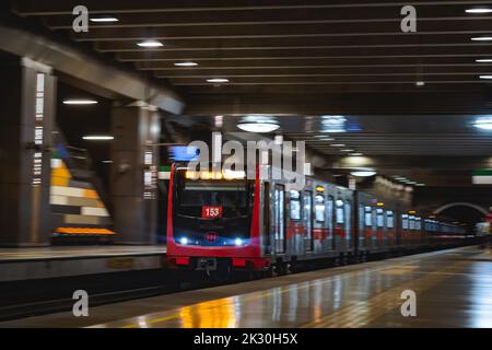 Santiago, Chile -  January 2022: A Metro de Santiago train at Line 5 Stock Photo