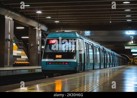 Santiago, Chile -  January 2022: A Metro de Santiago train at Line 5 Stock Photo