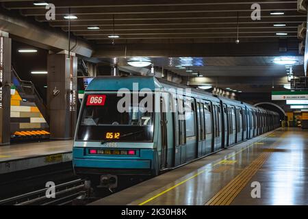 Santiago, Chile -  January 2022: A Metro de Santiago train at Line 5 Stock Photo