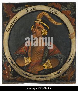 This portrait of Inca Roca, the sixth Inca emperor, is part of a series ...