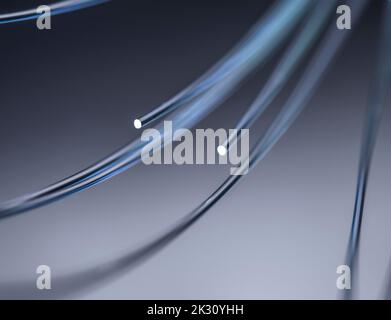 Optical fibers in front of gray background Stock Photo