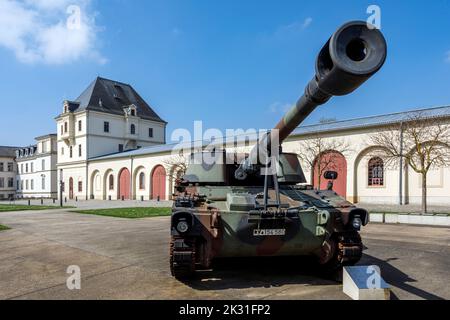 Military History Museum of the Bundeswehr in Dresden, M109 self-propelled howitzer on the outdoor area next to the main arsenal Stock Photo