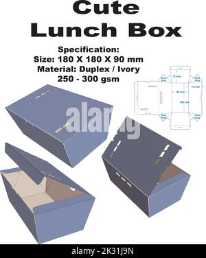 Very cute and cool packaged lunch box. In addition to its attractive shape, This box is also easy to carry. This box can also be used to box cakes. Stock Vector