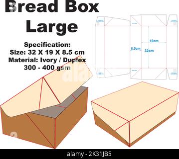 Very cool and simple bread box. In addition to its attractive shape, This box is also easy to carry. This box can also be used for cake boxes, Stock Vector