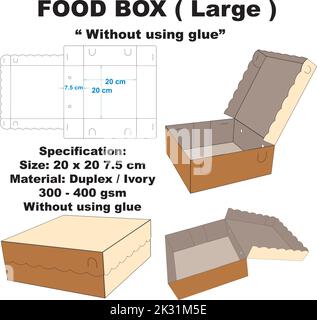Cool packaged food box. Besides its attractive shape, this box is also very simple and easy to assemble without using glue. Stock Vector