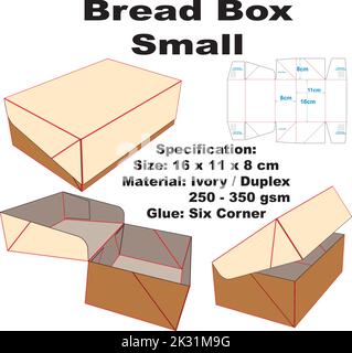 Bread Box Small Dieline Stock Vector