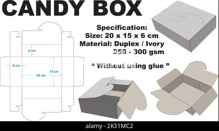 cute and unique candy box. very easy to assemble and without using any glue Stock Vector