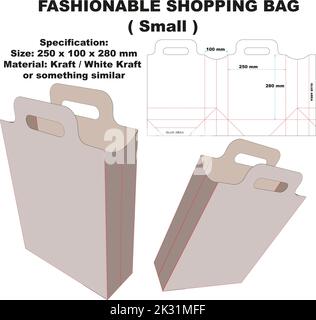 Fashionable Shopping Bag Small Dieline Stock Vector