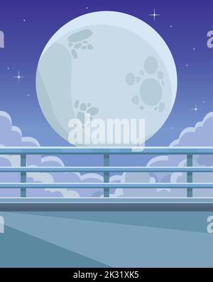 landscape anime with fullmoon Stock Vector