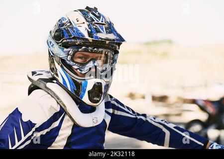 sticky-rail868: a boy wearing helmet riding motocross, digital art