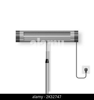 Ultraviolet, electric heater on a stand in the off state, 3D vector illustration. Stock Vector