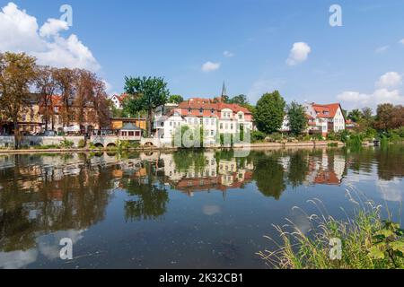 Halle (Saale): river Saale, district Kröllwitz, restaurant 'Krug zum Grünen Kranze' in , Sachsen-Anhalt, Saxony-Anhalt, Germany Stock Photo