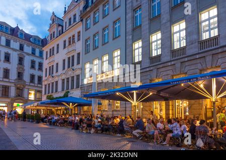 Leipzig: restaurant at square Markt in Zentrum (Old Town) in , Sachsen, Saxony, Germany Stock Photo