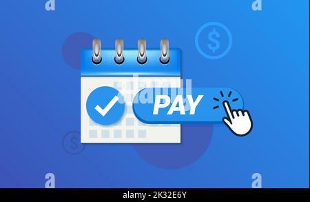 Subscription pay calendar fee annual button. Membership subscription bank money pricing salary automatic pay. Stock Vector