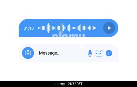 Voice message sound vector bubble ui icon. Voice message record phone conversation digital screen ui. Stock Vector