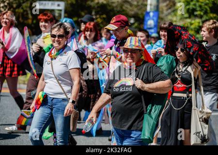 Brisbane, Australia. 24th Sep, 2022. Marchers seen marching during the Brisbane Pride March. LGBT community members and allies marched through Brisbane's West End to Musgrave Park as part of the Brisbane Pride Festival, following two years of delays due to the COVID 19 pandemic. Brisbane Pride has celebrated and supported the LGBTIQ  community for over thirty years. Credit: SOPA Images Limited/Alamy Live News Stock Photo