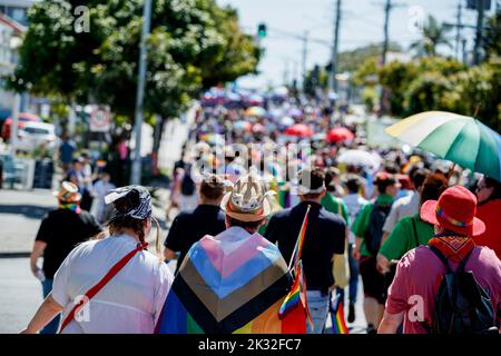 Brisbane, Australia. 24th Sep, 2022. Marchers seen marching during the Brisbane Pride March. LGBT community members and allies marched through Brisbane's West End to Musgrave Park as part of the Brisbane Pride Festival, following two years of delays due to the COVID 19 pandemic. Brisbane Pride has celebrated and supported the LGBTIQ  community for over thirty years. Credit: SOPA Images Limited/Alamy Live News Stock Photo