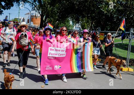 Brisbane, Australia. 24th Sep, 2022. Marchers seen carrying flags and banners during the Brisbane Pride March. LGBT community members and allies marched through Brisbane's West End to Musgrave Park as part of the Brisbane Pride Festival, following two years of delays due to the COVID 19 pandemic. Brisbane Pride has celebrated and supported the LGBTIQ  community for over thirty years. Credit: SOPA Images Limited/Alamy Live News Stock Photo