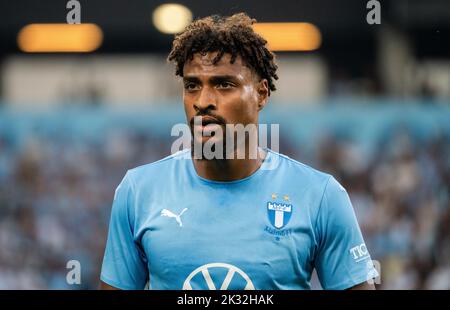 Malmoe, Sweden. 18th, August 2022. Joseph Ceesay (15) of Malmö FF seen during the UEFA Europa League qualification match between Malmö FF and Sivasspor at Eleda Stadion in Malmö. (Photo credit: Gonzales Photo - Joe Miller).