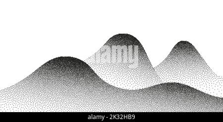 Dotwork mountain noise sand grain gradient vector background grunge pattern. Mountain texture noise halftone spray. Stock Vector