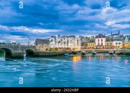 Scenic view of Port Saint-Goustan, Bretagne France during autumn storm Stock Photo