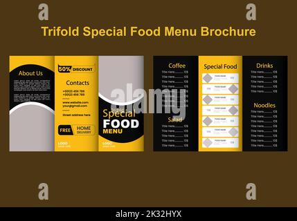 Premium Modern And Creative Trifold Food Menu Brochure Stock Vector