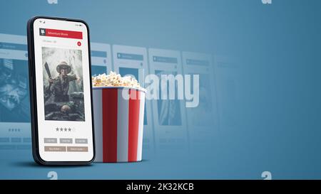 Movies schedule and online ticket booking on smartphone app Stock Photo