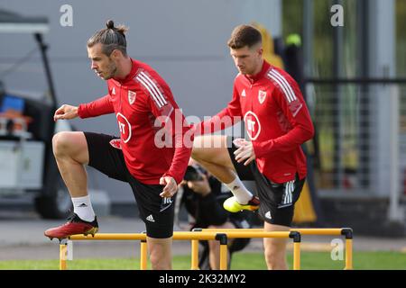 Cardiff, UK. 24th Sep, 2022. Gareth Bale of Wales during the Wales football team MD1 training session at the Vale Resort, Hensol, near Cardiff on Saturday 24th September 2022. The team are preparing for their next match, a UEFA Nations league match against Poland tomorrow . this image may only be used for Editorial purposes. Editorial use only, pic by Andrew Orchard/Andrew Orchard sports photography/Alamy Live news Credit: Andrew Orchard sports photography/Alamy Live News